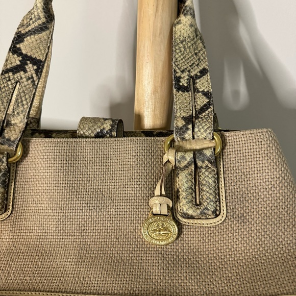 Brahmin snake print leather neutral taupe medium shoulder bag purse - Picture 5 of 15
